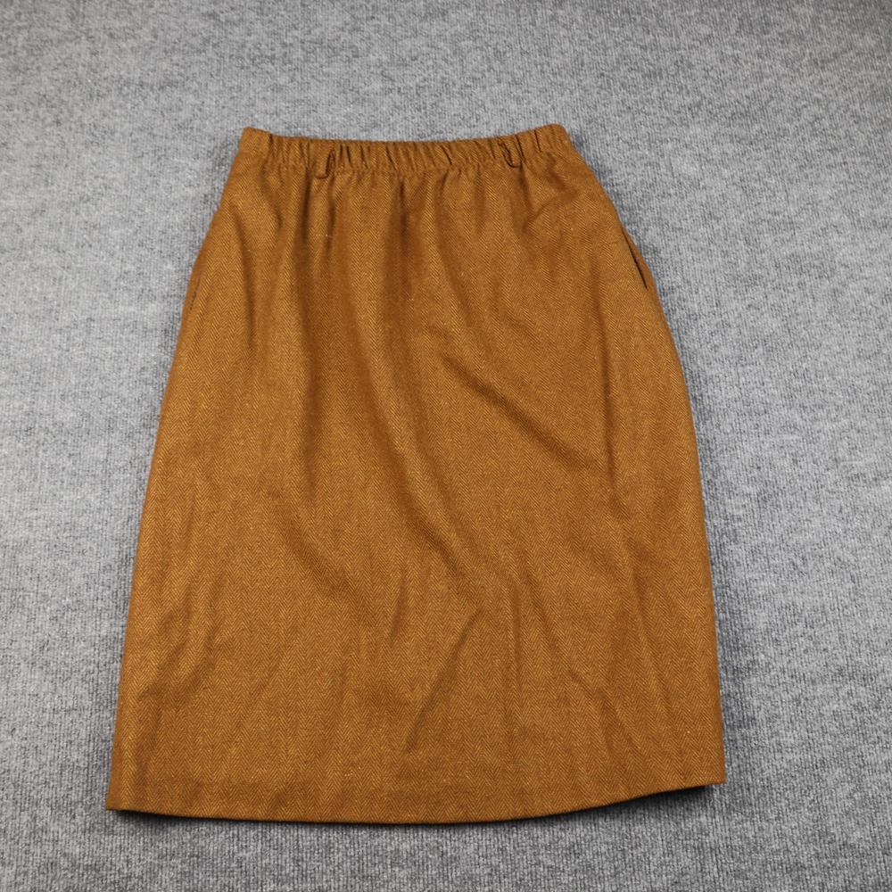 F. Shay of Boston Skirt Womens 12 Brown Wool Herringbone A-Line Lined Made USA - Picture 10 of 11